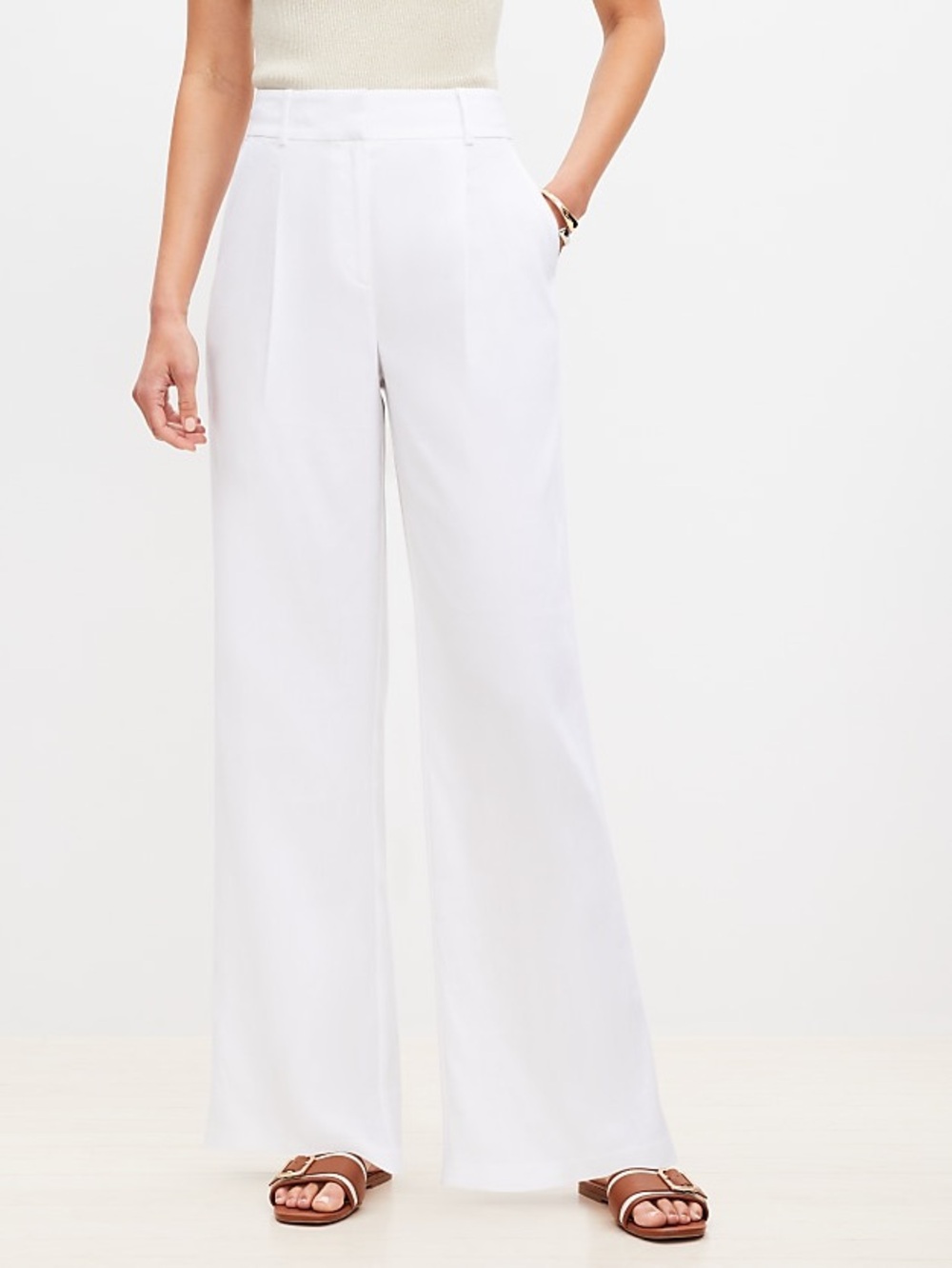 LOFT White Wide Leg Trousers